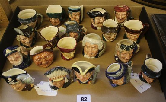 20 Royal Doulton miniature character jugs, to include Robin Hood, Long John Silver, Gulliver, Lawyer & others